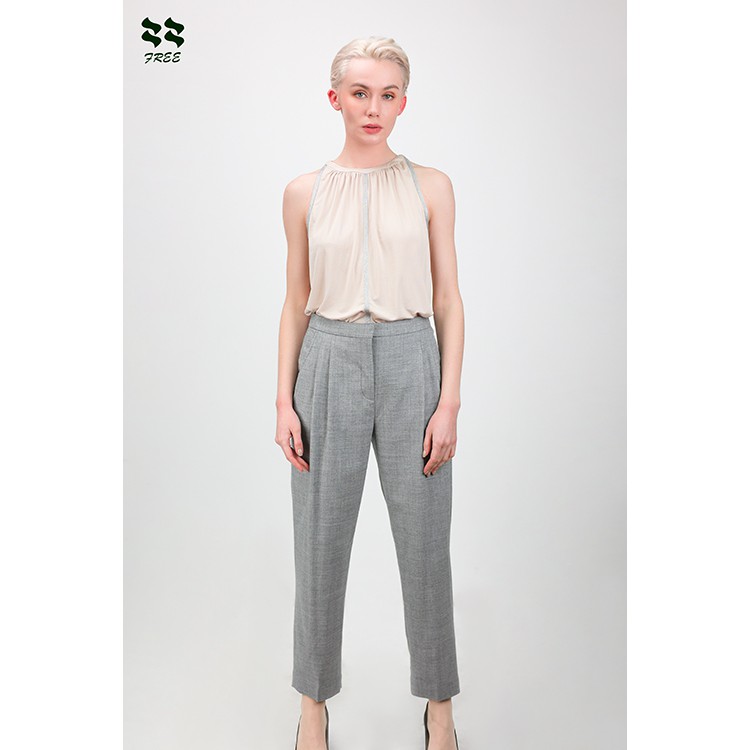 Brusa còmoda de jersei de coll rodó sense mànigues