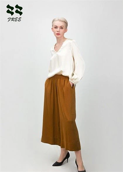 Proveïdor de pantalons solts de cama ampla de seda de luxe per a dona