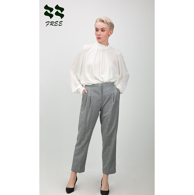 White Balloon Blouse With Raglan Sleeve